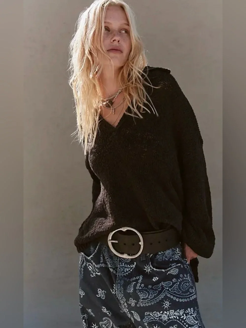 NWT FREE PEOPLE FREE EST REN SWEATER PULLOVER BLACK XS
